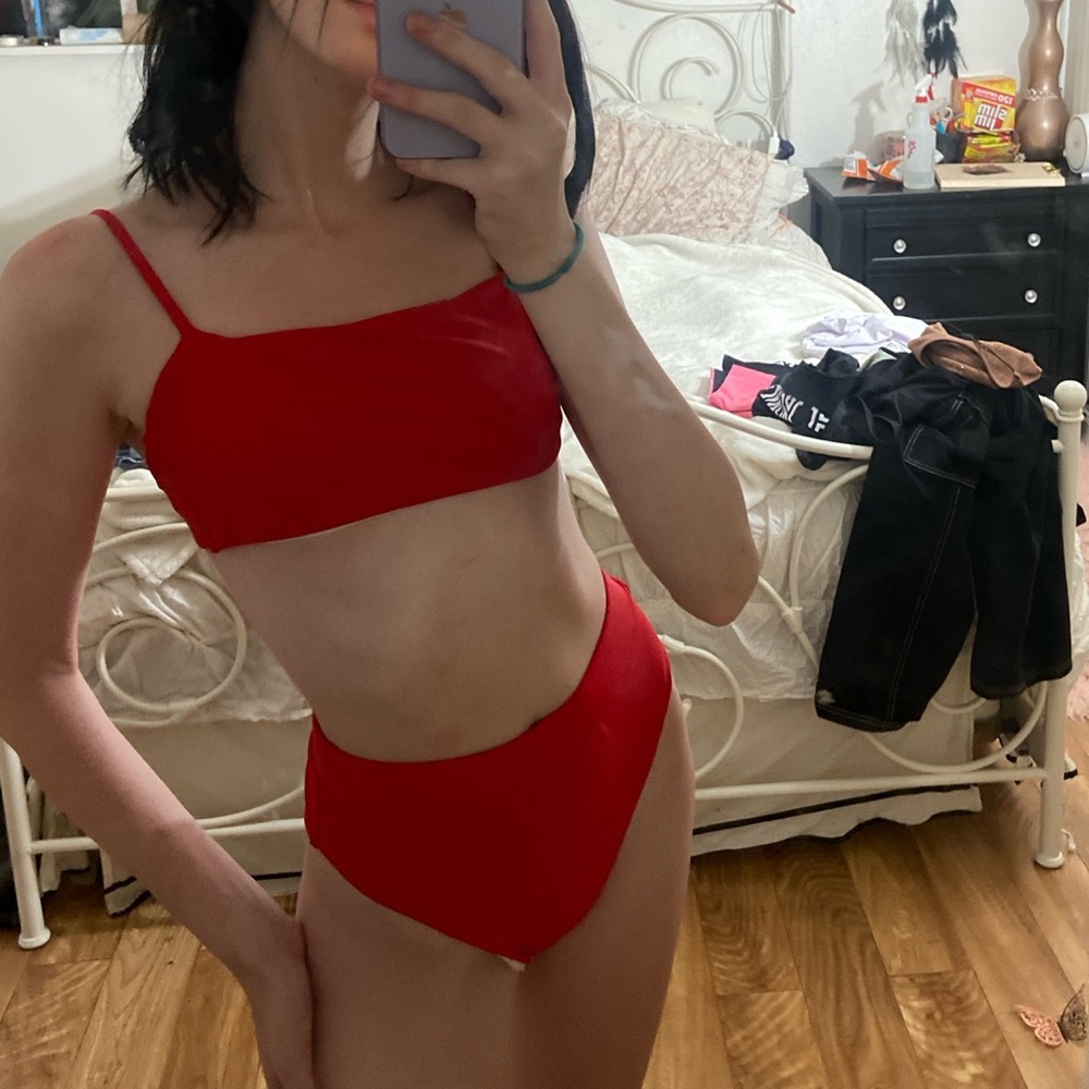 red high waisted bikini